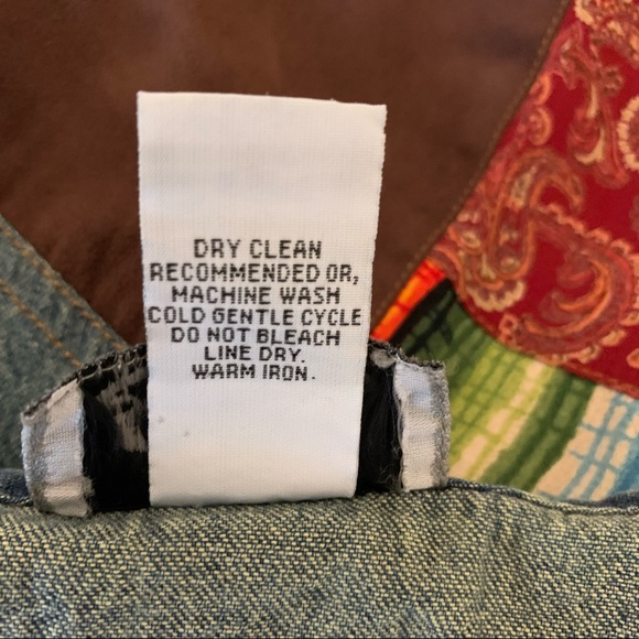 Vintage Skirt Patchwork Cabincore Boho Mixed Print Denim Midi Length Jean Skirt - Picture 3 of 14